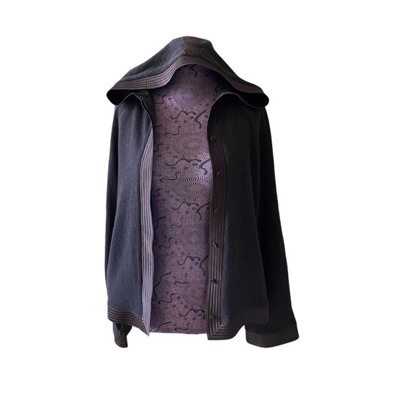 Vintage 80s Givenchy Couture Sz 42 Wool Cashmere Button Front Hoodie Sweater - Picture 4 of 11